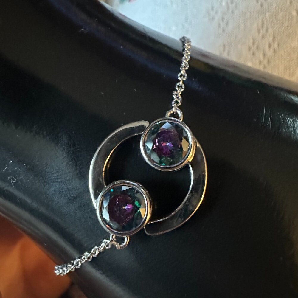 Cancer Caribbean Topaz cz silvertone bracelet